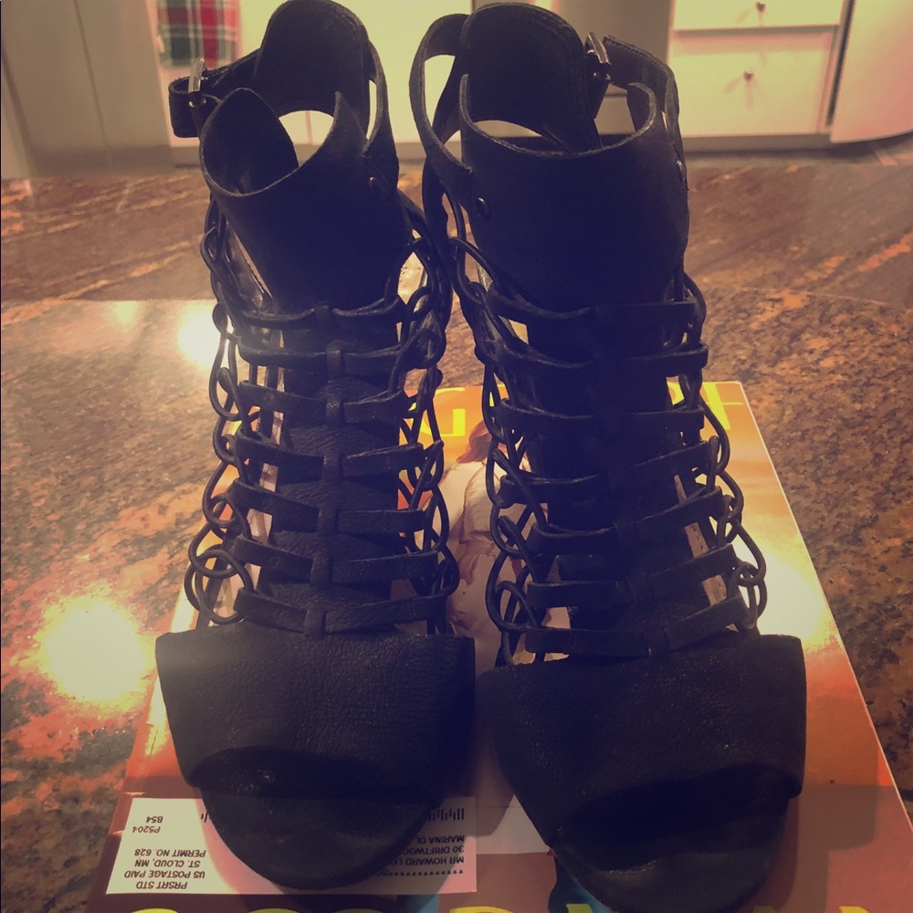 Vince Camuto black cone heel sandals